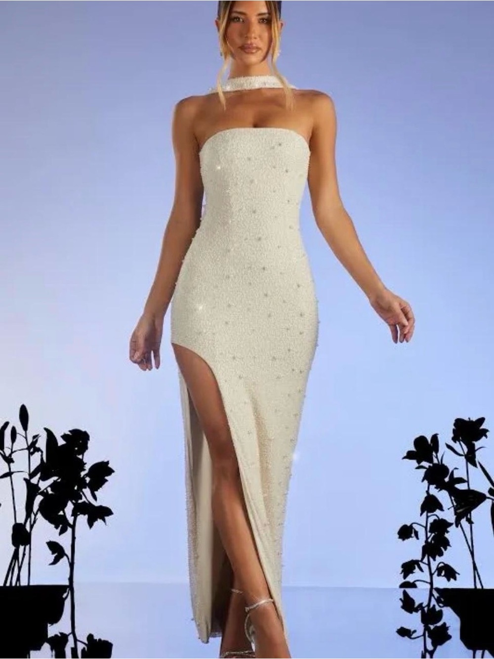 Oh Polly Belgravia Embellished
Bandeau Maxi Dress Ivory